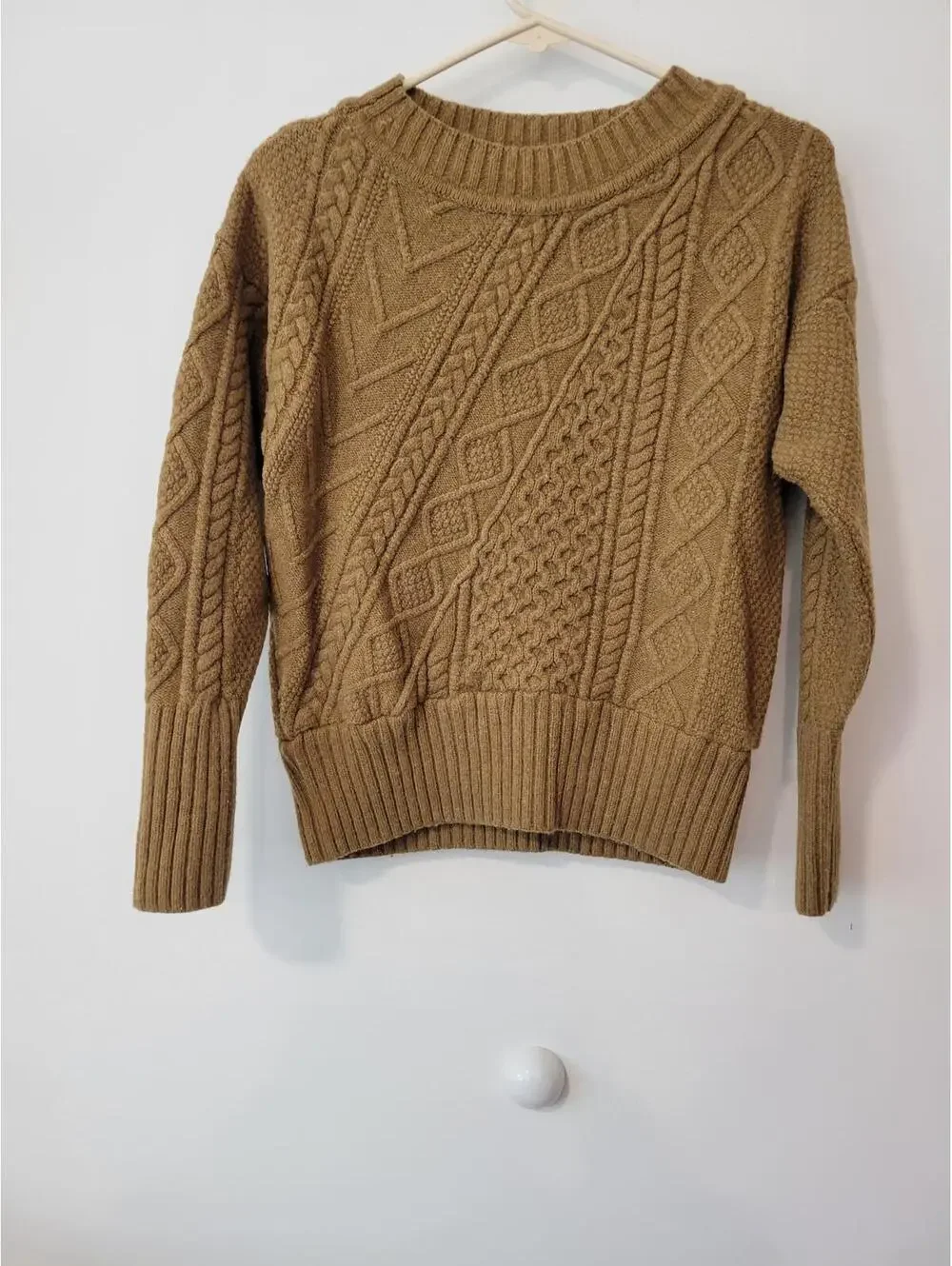 J. Crew Medium Brown Cable Knit Crew Neck Sweater